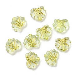 Бледно-Золотистый Металлизированный прозрачные акриловые шарики, золотой металл обвитыми, лист, бледно золотарник, 10.5x13x4.5 мм, отверстие : 1.8 мм, Около 1180 шт / 500 г