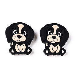Черный Силиконовые фокусные шарики, собака, чёрные, 28x25x9 мм, отверстие : 2 мм