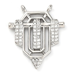 Прозрачный Латунные микро проложить кубического циркония подвески, без кадмия и без свинца, прозрачные, 24x20x4.7 мм, отверстие : 1.2 мм