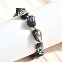 Настоящее золото 18K Браслеты из ракушек-абалонов, с латунным шарики прокладки, стойки покрытие, долговечный, реальный 18 k позолоченный, внутренний диаметр: 2-1/4 дюйм (5.6 см)