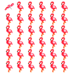 Cerise 40Pcs Iron Drawomg Pins, with Opaque Resin, Flamingo Shape, Platinum, Cerise, 16.1mm