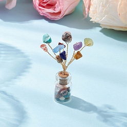 Золотой Украшения из натуральных и синтетических драгоценных камней дерево жизни, стеклянная бутылка желаний с медной проволокой, энергетический камень фэн-шуй, подарок для женщин и мужчин, медитация, золотые, 33.5x15.5x58 мм