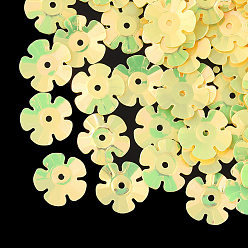 Желтый Аксессуары для орнаментов, пластиковые пайетки / блестки из пвх, цветок, желтые, 9~9.5x9~9.5x1 мм, Отверстие : 1 мм , около 20000 шт / 500 г