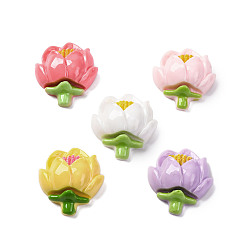 (52) Непрозрачная лаванда Непрозрачные кабошоны из смолы, цветы, разноцветные, 23.5x21x9 мм