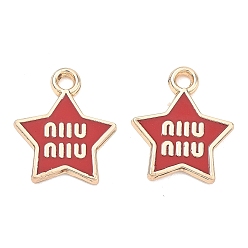 (123L) Белый крем непрозрачный блеск Подвески из эмали и сплава, звезды прелести, стойки покрытие, золотые, огнеупорный кирпич, 14x12x1.5 мм, отверстие : 1.6 мм
