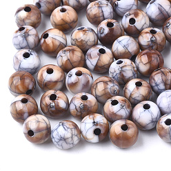 Седло Коричневый Бисера треск акриловые, бусы из искусственного камня, круглые, седло коричневый, 7~7.5 мм, Отверстие : 2 мм , около 1900 шт / 500 г