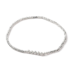 Смешанные камни Ожерелья из синтетического немагнитного гематита и круглых бусин из натурального лавового камня, с застежками сплава винт, со серебряным покрытием, 19.88 дюйм (50.5 см)