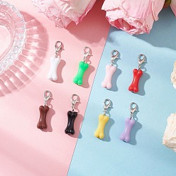 (52) Непрозрачная лаванда Акриловые подвесные украшения, Сплав с застежками, кость, разноцветные, 34 мм