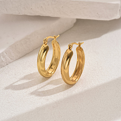 Золотой Элегантные 201 серьги-кольца из нержавеющей стали, золотые, 25x20 мм