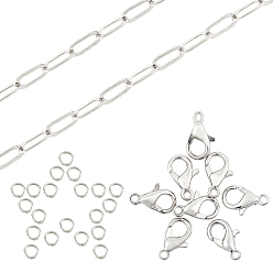 Платина Наборы для самостоятельного изготовления украшений из цепочки-скрепки, в том числе 5 латунные цепочки со скрепками, застежка из когтя и лобстера из цинкового сплава, платина, звено цепи: 7.6x2.6x0.5 мм