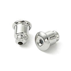 Real Platinum Plated SHEGRACE Brass Ear Nuts, Bullet Earring Backs, Cadmium Free & Nickel Free & Lead Free, Real Platinum Plated, 6x5mm, Hole: 1mm