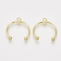Light Gold Alloy  2-Loop Link Pendants, Half Ring, Light Gold, 28x26x4mm, Hole: 1.8~2.5mm