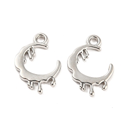 Platinum Rack Plating Alloy Pendants, Cadmium Free & Nickel Free & Lead Free, Moon, 17x12x1.5mm, Hole: 1.6mm