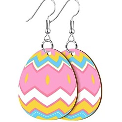 Фламинго Акриловые серьги-подвески с пасхальным принтом, яйцо с узором, платина, фламинго, 50 мм