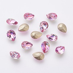 Perlas de Color Rosa K 9 cabujones de diamantes de imitación de cristal, estilo láser brillante, imitación de cristal austriaco, puntiagudo espalda y dorso plateado, facetados, lágrima, espalda plateada, rosa perla, 8x6x3.5 mm
