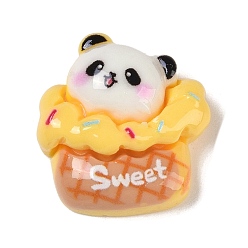 Золотистый Тема десертов, непрозрачная смола, декодированные кабошоны, панда, золотые, 19.5x18.5x7 мм