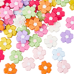 (52) Непрозрачная лаванда 54шт. 9 цвета, запеченная краска, сплав, бусины ручной работы, цветок, разноцветные, 10x10x4 мм, отверстие : 1.7 мм, 6 шт / цвет