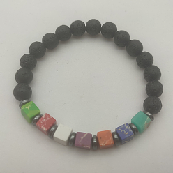 Лавовый камень Браслеты из лавовых бусин narutal для женщин, с квадратными бусинами из синтетической бирюзы