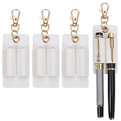 Blanco 4piezas de colgantes rectangulares de cuero sintético, clip para bolígrafo, con cierres giratorios, blanco, 120 mm