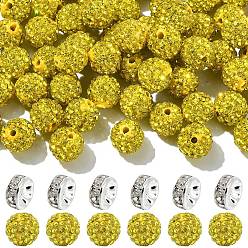 Цитрин 100 бусины для дискотечного шара из паве., Бусины со стразами, полимерная глина , круглые, С. 13 (1.9~2 мм), 6 ряды страз, с латунными бусинками со стразами (шт.), цитрин, С. 50 (13 мм), 1.9~2 ряды страз, 6 мм, отверстие : 10 мм
