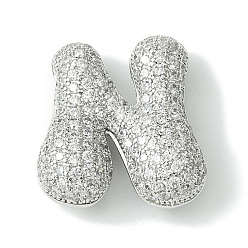 Letter N Стойки обшивки латунь кубического циркония подвески, без кадмия и без свинца, долговечный, алфавит, Письмо N, 22.5x21x8.5 мм, отверстие : 4x2 мм