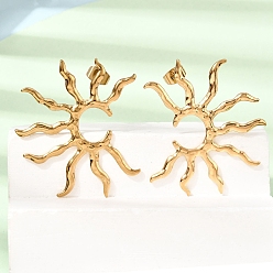 Золотой 304 из нержавеющей стали серьги, солнце, золотые, 41x33.5 мм
