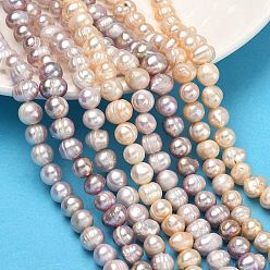 (52) Непрозрачная лаванда Нити из натурального культивированного пресноводного жемчуга, картофель, класса AB +, разноцветные, 7~8 мм, отверстие : 0.6 мм, около 48~50 шт / нитка, 12.95~13.78'' (32.9~35 см)