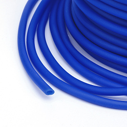 Blue Hollow Pipe PVC Tubular Synthetic Rubber Cord, Wrapped Around White Plastic Spool, Blue, 4mm, Hole: 2mm, about 16.4 yards(15m)/roll
