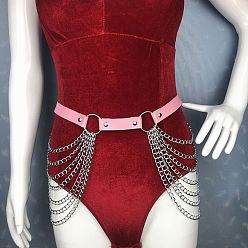 Pink Женские ремни-цепочки из сплава и многослойной искусственной кожи в стиле панк, платина, розовые, 1100 мм