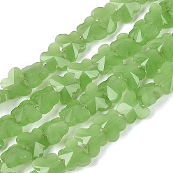 Dark Sea Green Imitation Jade Glass Beads Strands, Butterfly, Faceted, Dark Sea Green, 6x8x4~4.5mm, Hole: 0.9~1mm, about 97~102pcs/strand, 22.64~24.61 inch(57.5~62.5cm)