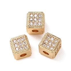 Золотой Латунные прозрачные бусины из кубического циркония, стойки покрытие, долговечный, кубические, золотые, 6x6x6 мм, отверстие : 2 мм