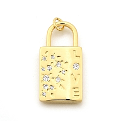 Настоящее золото 18K Латунные микро проложить кубического циркония подвески, запирать, стойки покрытие, долговечный, без свинца и без кадмия, с целью перехода в кольце, реальный 18 k позолоченный, 29x15x2.8 мм, отверстие : 3.2 мм