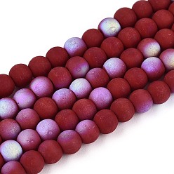 (123L) Белый крем непрозрачный блеск Матовые непрозрачные стеклянные бусы пряди, круглые, с половиным покрытием, с покрытием AB цвета, огнеупорный кирпич, 4~4.5 мм, отверстие : 0.6 мм, около 97~100 шт / нитка, 14.76~15.16 дюйм (37.5~38.5 см)