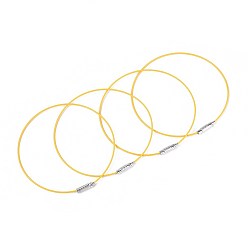 Золотистый Стальной проволоки браслет шнура поделки изготовление ювелирных изделий, с латунной застежкой винт, золотые, 225x1 мм