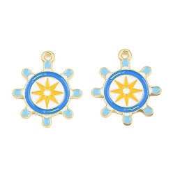 Anchor & Helm Подвески из эмали и сплава, золотые, подвески для якоря и руля, 24x21x1.8 мм, отверстие : 1.7 мм