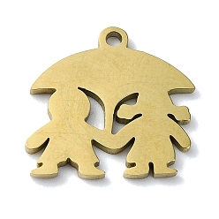Golden 304 Edelstahl Reize, Laserschnitt, Paar mit Regenschirm-Charme, golden, 14x14.5x1 mm, Bohrung: 1.2 mm
