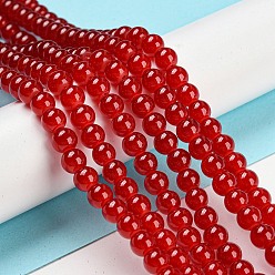 Crimson Baking Painted Imitation Jade Glass Round Bead Strands, Crimson, 6.5mm, Hole: 1.5mm, about 145pcs/strand, 31.8 inch