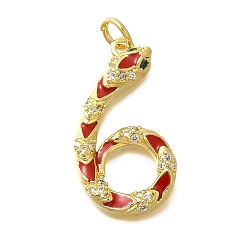 Number Латунные микро проложить кубического циркония подвески, с эмалью, змея с подвесками-числами, с целью перехода в кольце, число, 25~28x6.5~16x4~4.5 мм, отверстие : 3.4 мм