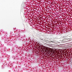 Medium Violet Red 12/0 Glass Seed Beads, Inside Colours & Lustered, Purple, about 2mm in diameter, about 30000pcs/pound