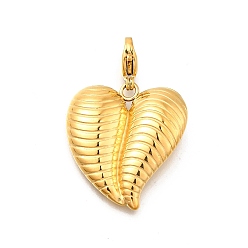 Настоящее золото 14K Сердце 304 подвесные украшения из нержавеющей стали, ионное покрытие (ip), с застежкой омар коготь, реальный 14 k позолоченный, 25.5x23x4.3 мм