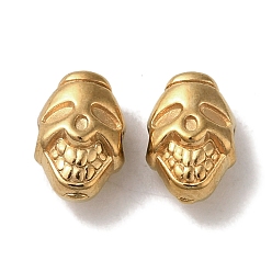Golden Ion Plating(IP) 304 Stainless Steel Beads, Skull, Golden, 8.5x5.5x5mm, Hole: 1.6mm