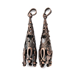 Красная Медь Сеттинги для кулона (кабошонов), латунь , без кадмия и без свинца, конус, Красная медь, лоток : 9 мм, 49.5x12x12 мм, отверстие : 8x5 мм