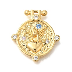 Настоящее золото 18K Латунные микро проложить кубического циркония подвески, часы прелести, реальный 18 k позолоченный, 23x20.5x3 мм, отверстие : 1.5x1 мм