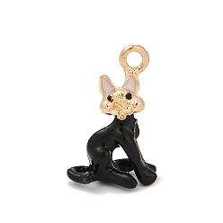 Черный Подвески из эмали и сплава, форма кошки, чёрные, 19.5x12x7.5 мм, отверстие : 1.8 мм