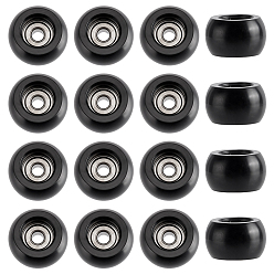 Black 16Pcs POM Coated U Groove Guide Pulley Wheel Roller Bearing, with ABS Plastic Finding, Black, 7.5x4.5mm, Hole: 1.2mm