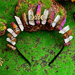 Звезда Ободки для волос из натурального кварца и фиолетового кварца, корона для волос, для женщин девушек, звезда, 200x160 мм