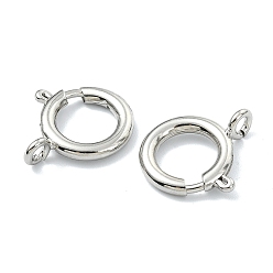Real Platinum Plated SHEGRACE Brass Spring Ring Clasps, Cadmium Free & Nickel Free & Lead Free, Ring, Real Platinum Plated, 14x2.5mm, Hole: 2.5mm