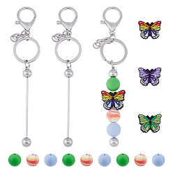 Платиновый & Серебристый Набор для изготовления брелка своими руками, в том числе железный стержень из бисера брелок, силиконовые бусины, Разделители для бусин со стразами " Ближний Восток " , Платина и серебро