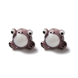 Розово-Коричневый Бусы лэмпворк ручной работы, лягушка, розово-коричневый, 13x15.5x12.5 мм, отверстие : 2 мм, около 20 шт / нитка, 17.87'' (45.4 см)