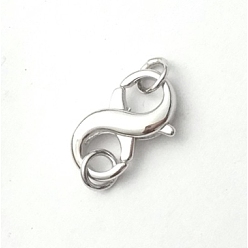 Platinum Brass Double Opening Lobster Claw Clasps, with Rings, Platinum, 12x6mm